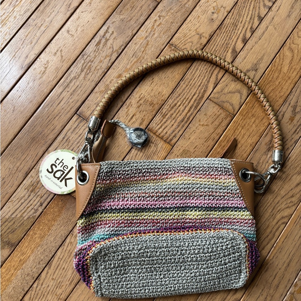The Sak Multicolor Crochet Shoulder Bag with Tan Trim